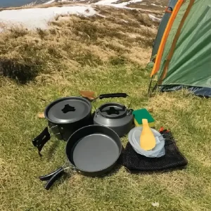 ست ظروف و گاز آشپزی کمپینگ 7 تیکه گرین لاین مدل Green Lion 7 IN 1 Camping Cookware