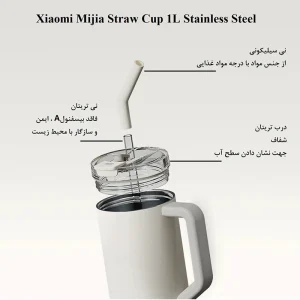 فلاسک ضد زنگ 1 لیتری شیائومی مدل Xiaomi Mijia Straw Cup 1L Stainless Steel